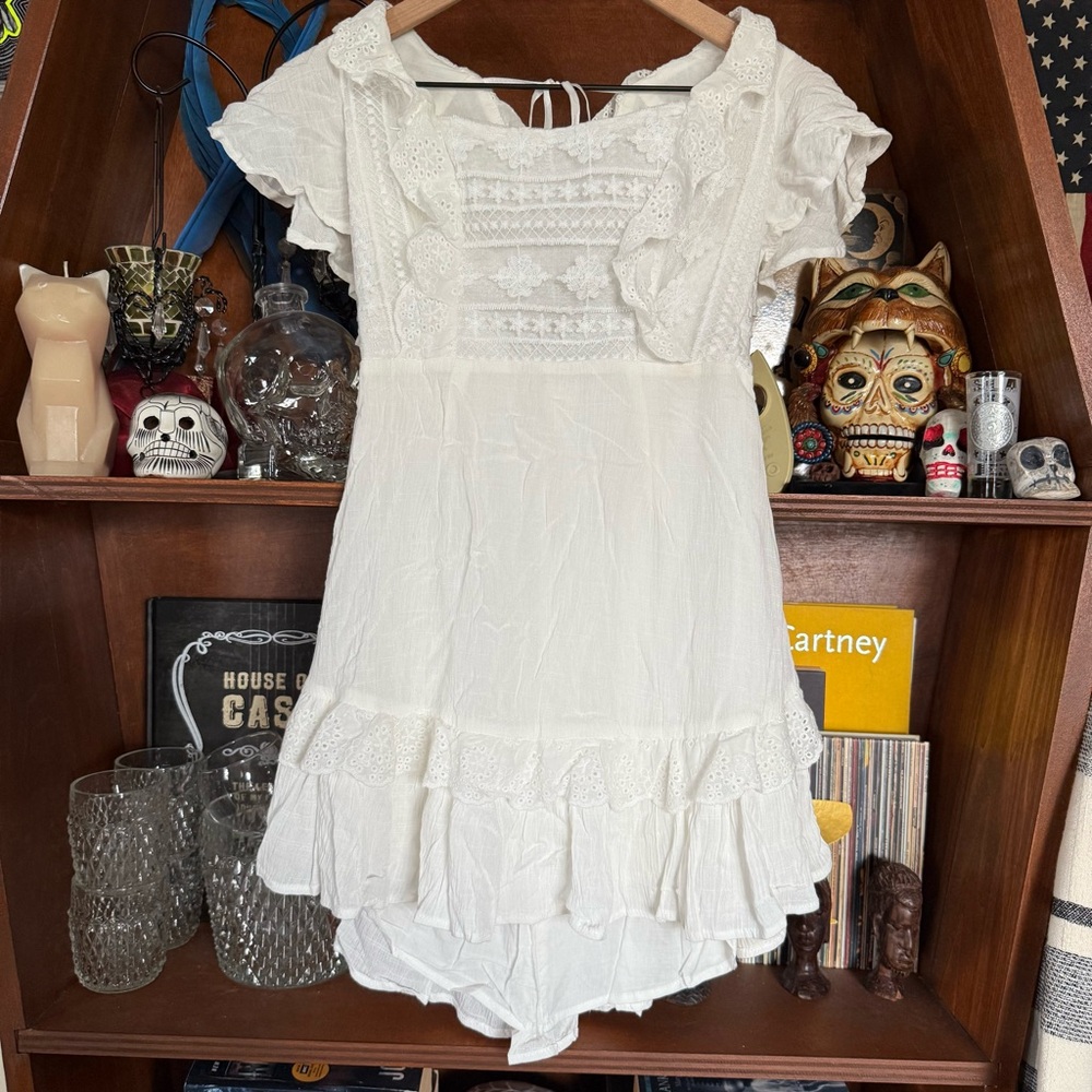 Selfie Leslie - Say You Love Me Embroidery and Frill Detail Dress White size xs - Picture 4 of 8